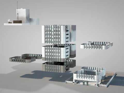 Edif&iacute;cio de apartamentos 14&ordm; andar Modelo 3D