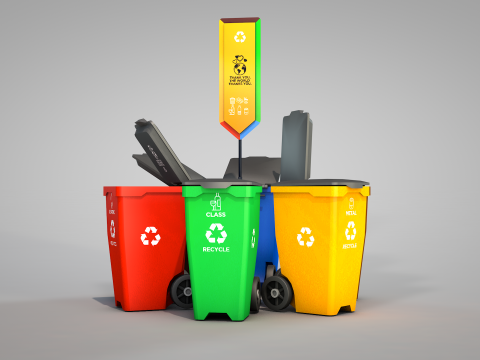 Recycling Bins 3D Model