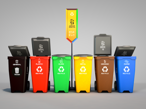 Recycling Bins 3D Модель