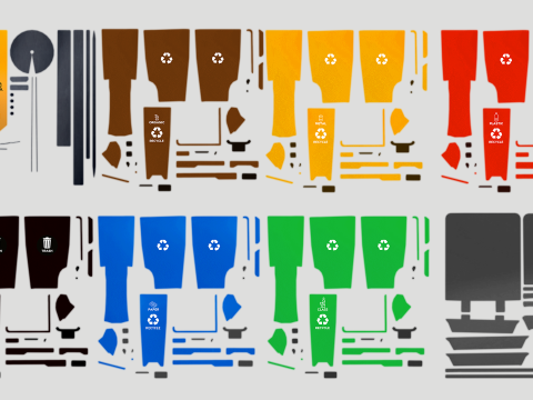 Recycling Bins 3D Модель