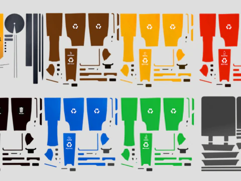 Recycling Bins 3D Model