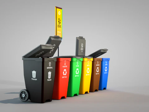 Recycling Bins 3D Model