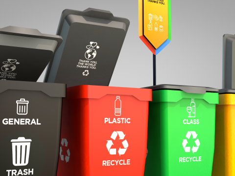 Recycling Bins 3D Модель