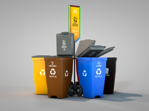 Recycling Bins 3D Модель