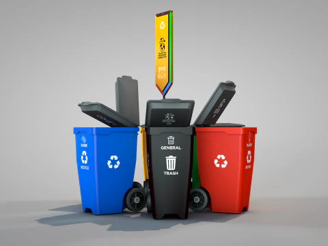 Recycling Bins 3D Model
