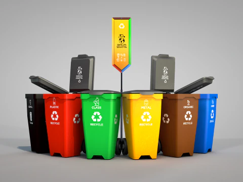 Recycling Bins 3D Model
