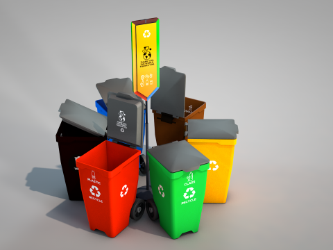 Recycling Bins 3D Модель