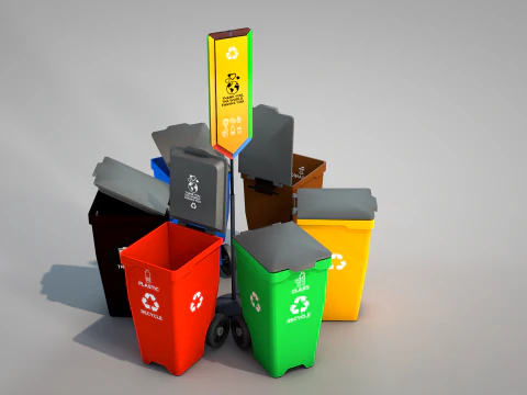 Recycling Bins 3D Model