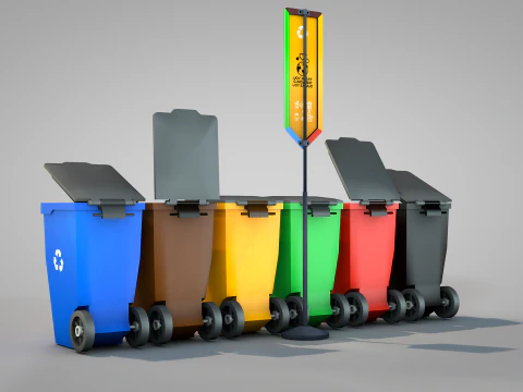 Recycling Bins 3D Model