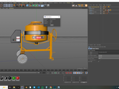 Concrete Mixer 400 Liters Modelo 3D