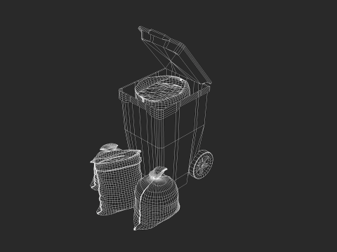 General Waste Bin and Bags 3D Model