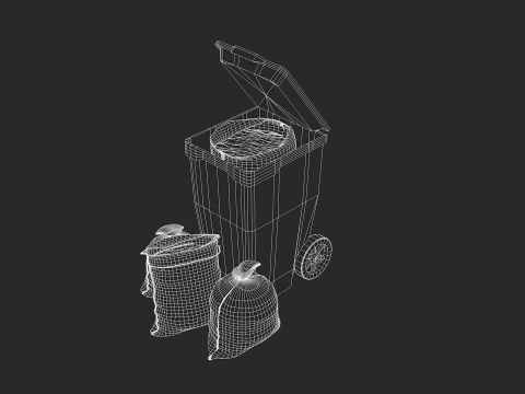 General Waste Bin and Bags 3D Model