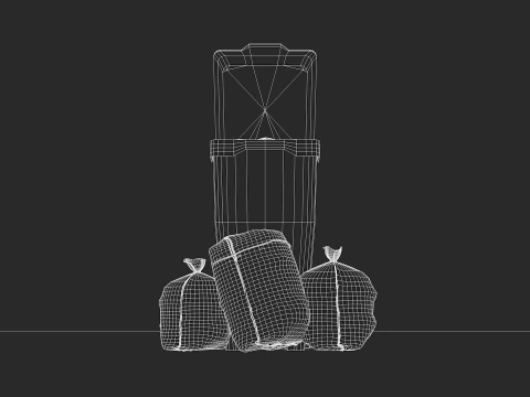 General Waste Bin and Bags 3D Model