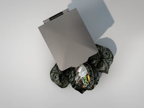 General Waste Bin and Bags 3D Model