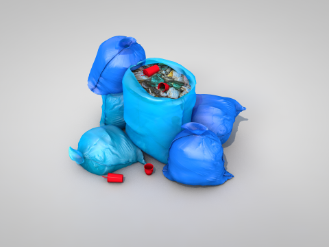 Blue Garbage Bags Modelo 3D