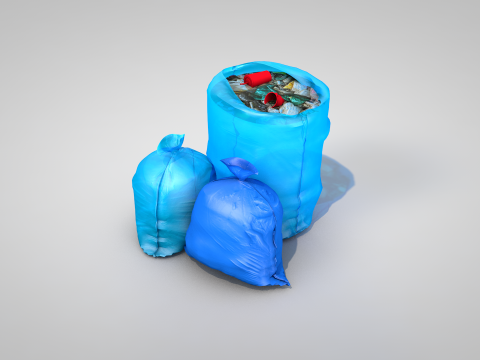 Blue Garbage Bags 3D Model