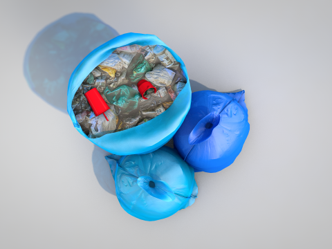 Blue Garbage Bags 3D Model