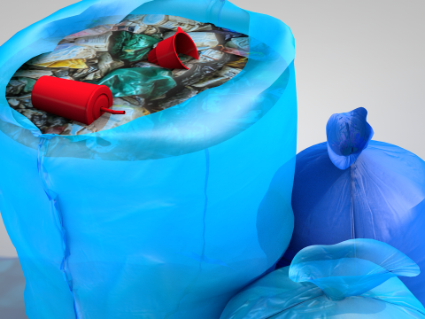 Blue Garbage Bags 3D Model