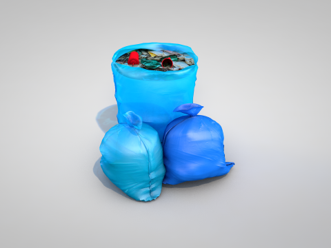 Blue Garbage Bags 3D Model