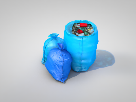 Blue Garbage Bags 3D Model