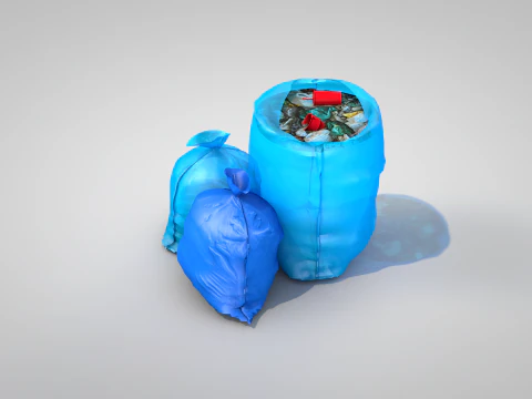 Blue Garbage Bags 3D Model