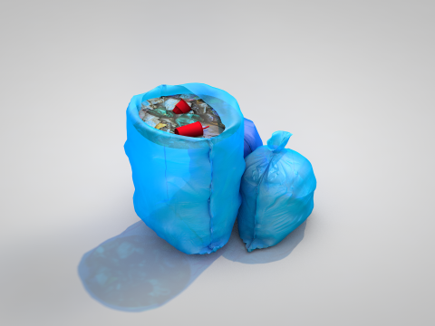 Blue Garbage Bags 3D Model