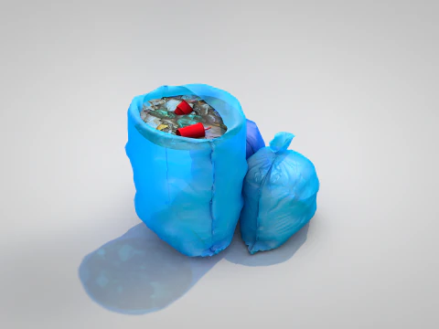 Blue Garbage Bags 3D Model