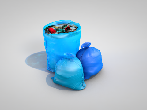 Blue Garbage Bags 3D Model