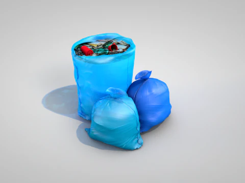 Blue Garbage Bags 3D Model