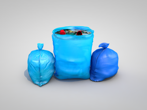 Blue Garbage Bags 3D Model