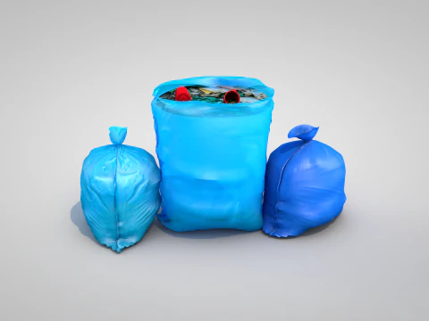 Blue Garbage Bags 3D Model