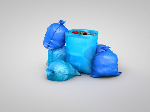Blue Garbage Bags 3D Model