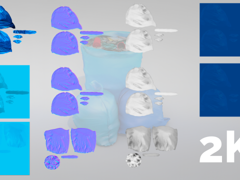 Blue Garbage Bags 3D Model