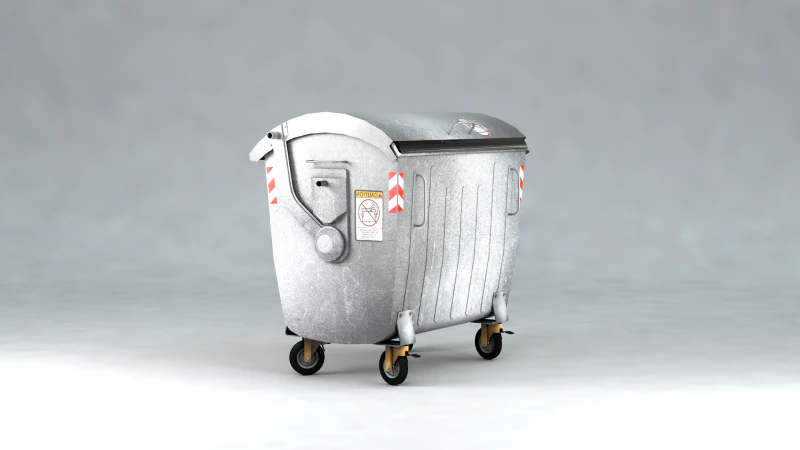 Metal Garbage Container 3D Model .c4d .max .obj .3ds .fbx .stl .blend