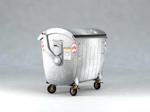 Metal Garbage Container 3D Model