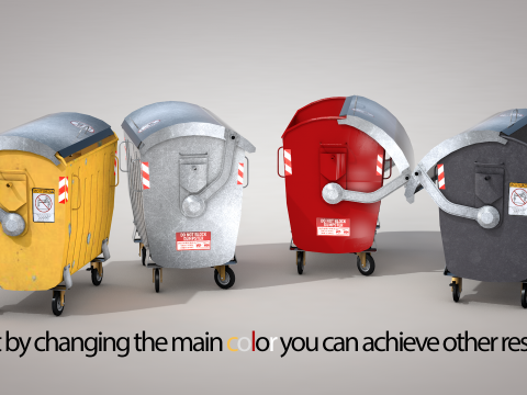 Metal Garbage Container 3D Modell