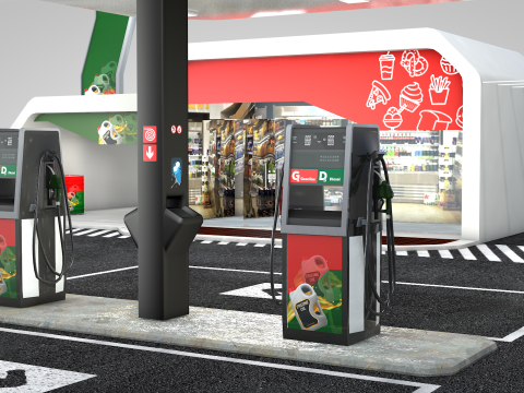 Building - Gas Station and Store 3D Модель
