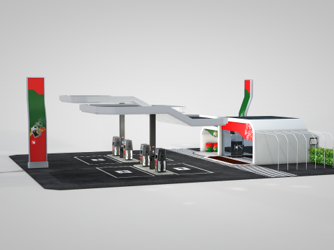Building - Gas Station and Store 3D Модель