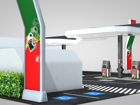 Building - Gas Station and Store 3D Модель