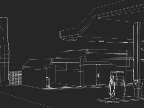 Building - Gas Station and Store 3D Модель