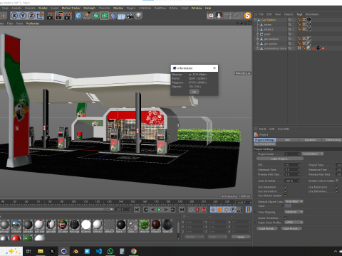 Building - Gas Station and Store 3D Модель