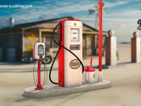 Будівля - Газовий насос Esso 50S 3D Модель