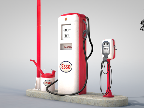 Building - Gas Pump Esso 50S Modelo 3D