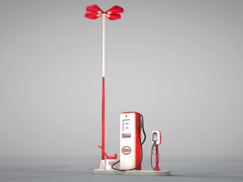 Building - Gas Pump Esso 50S 3D Model