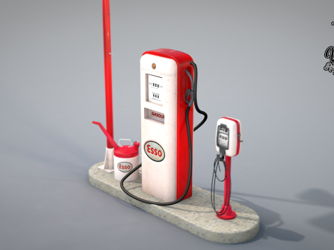 Building - Gas Pump Esso 50S Modelo 3D
