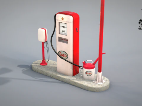 Building - Gas Pump Esso 50S 3D Model