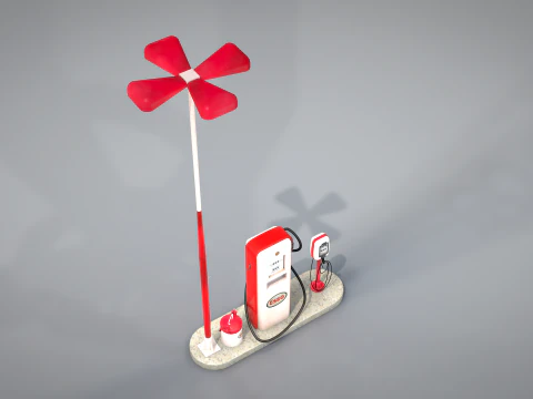 Building - Gas Pump Esso 50S 3D Model