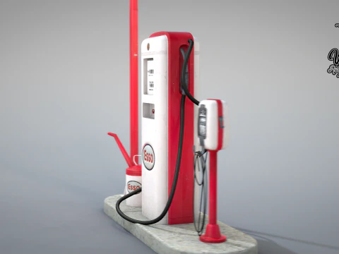 Building - Gas Pump Esso 50S 3D Model