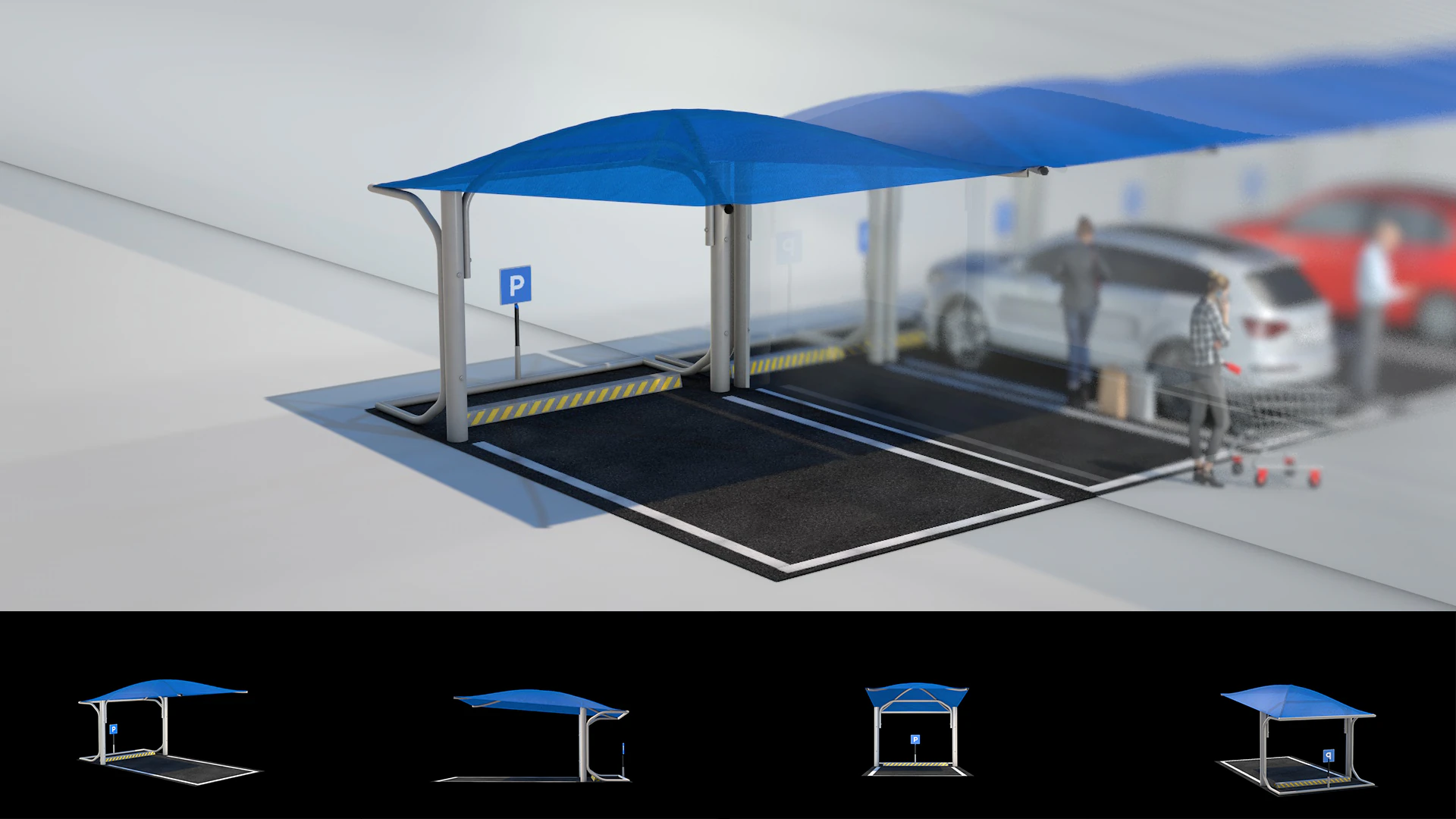 Car Parking Cover 3D Model .c4d .max .obj .3ds .fbx .stl .blend 