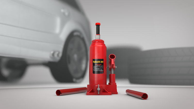 Hydraulic Jack Red 3Dモデル .c4d .max .obj .3ds .fbx .stl .blend 